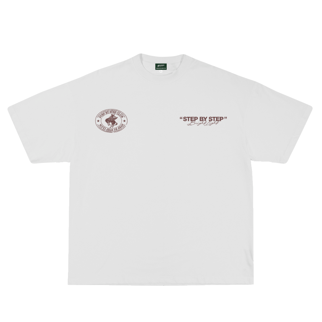 WHITE “STEP BY STEP” TEE