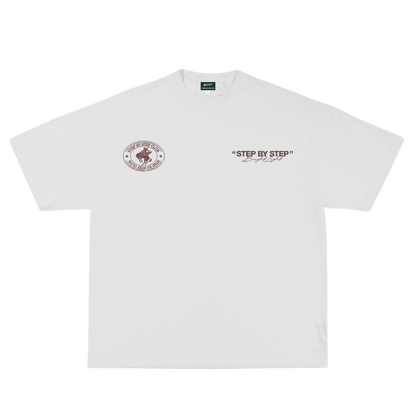 WHITE “STEP BY STEP” TEE