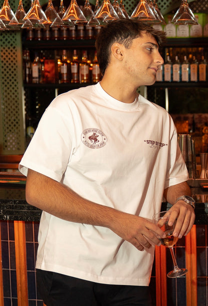 WHITE “STEP BY STEP” TEE